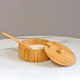 Pote Farinheira em Bambu com Tampa e Colher 220g Tyft Yoi Marrom Claro
